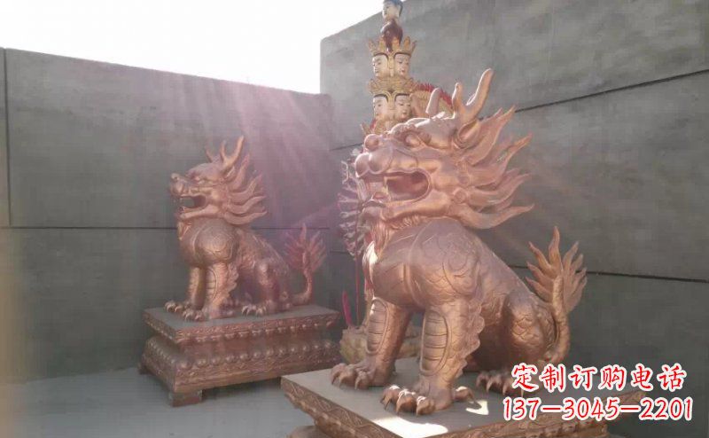 红铜麒麟古代神兽铜雕