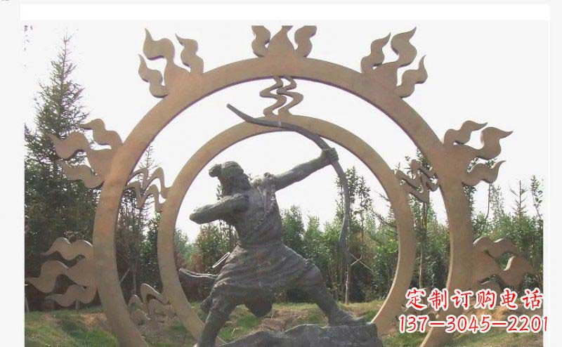 后羿射日玻璃钢仿铜人物雕塑