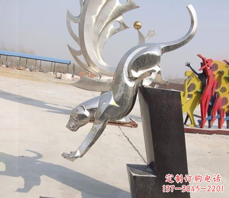 户外不锈钢豹子雕塑