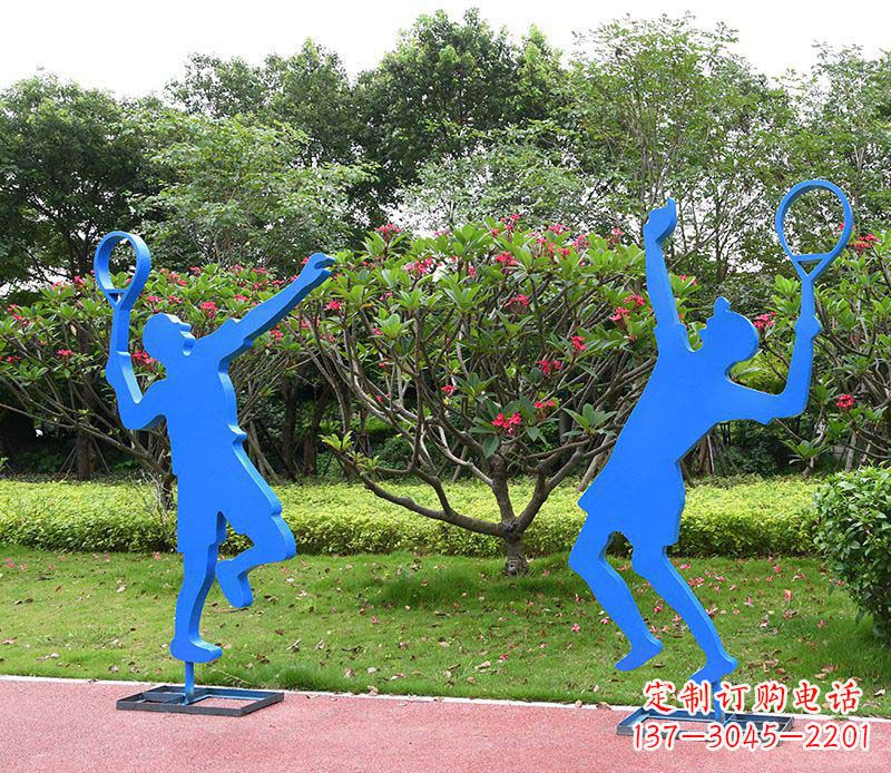 户外不锈钢打羽毛球人物雕塑