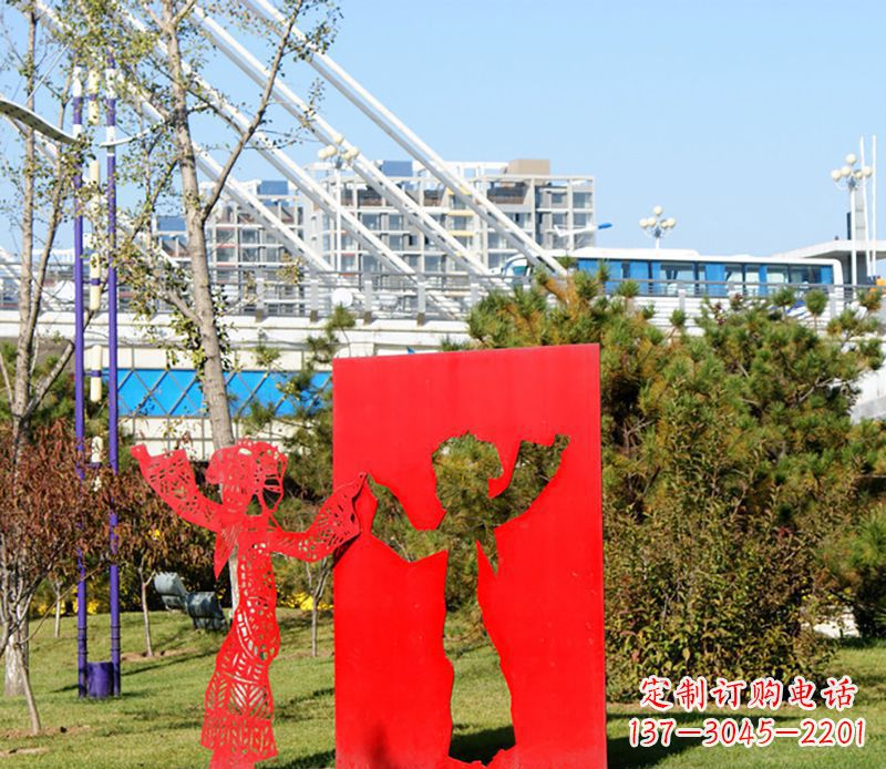 户外不锈钢皮影戏雕塑