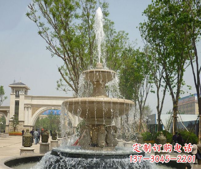 户外多层喷泉石雕_2