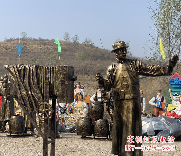 户外广场照相人物铜雕
