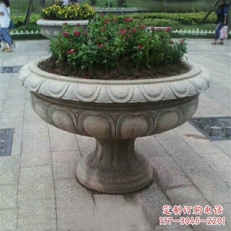 花岗岩公园石雕花盆