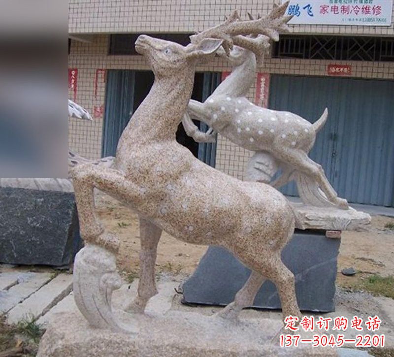 花岗岩梅花鹿雕塑