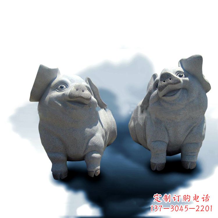 花岗岩石雕猪-可爱的福猪生肖动物雕塑