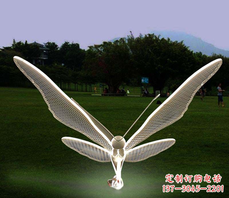 花园户外不锈钢照明蝴蝶雕塑