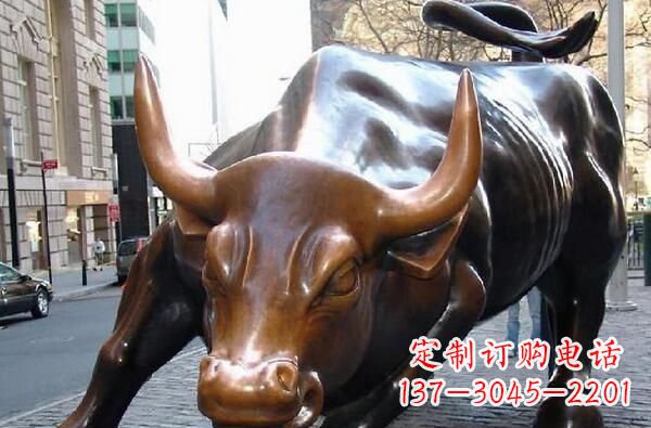 华尔街玻璃钢仿铜牛街边景观雕塑