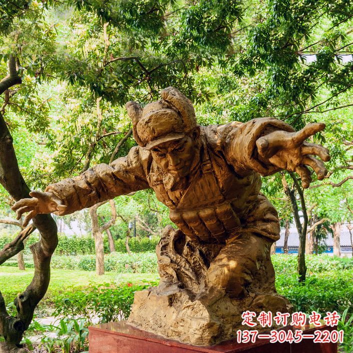黄继光铜雕半身像-公园名人著名抗战英雄人物雕像