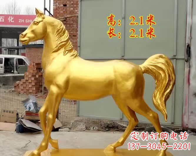 黄铜色立姿马铜雕