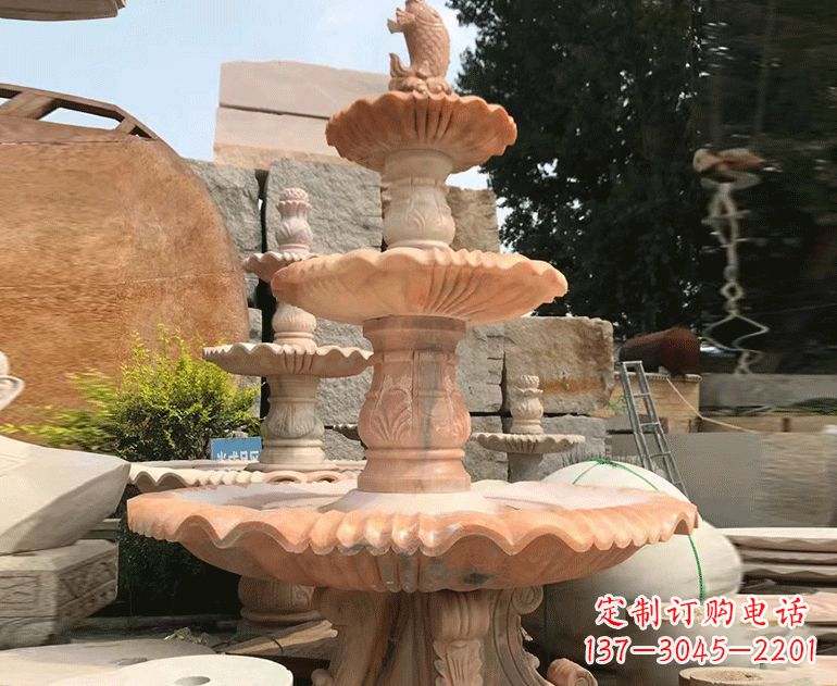 黄锈石喷泉雕塑