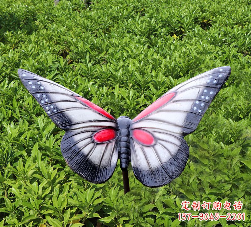灰黑色仿真蝴蝶摆件园林玻璃钢彩绘动物雕塑