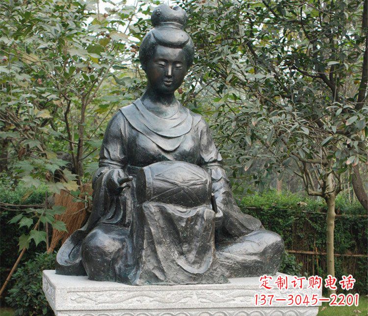 击羯鼓的乐妓古代人物铜雕