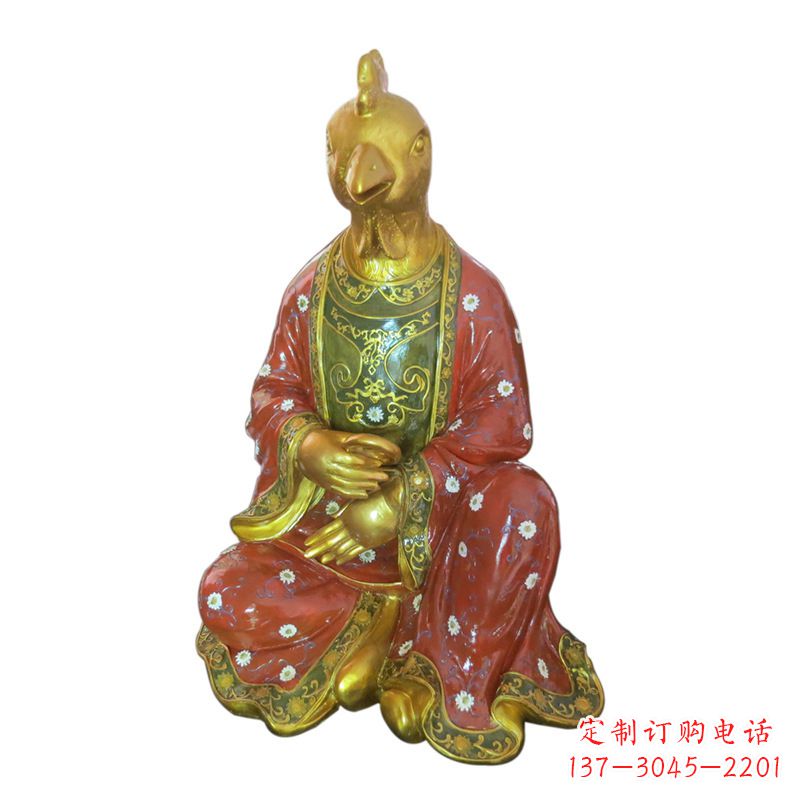 鸡-玻璃钢彩绘生肖雕塑