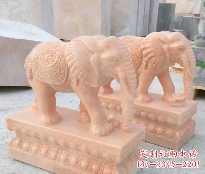红门雕塑 - 吉祥如意/大象/晚霞/红门/口镇/石雕 红门雕塑 - 吉祥如意/大象/晚霞/红门/口镇/石雕