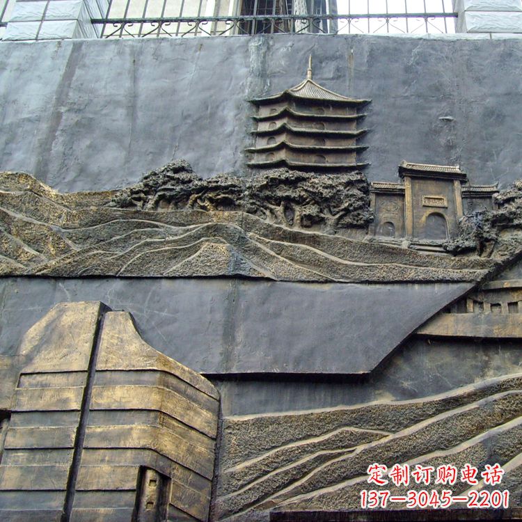 建筑外墙上水铜浮雕