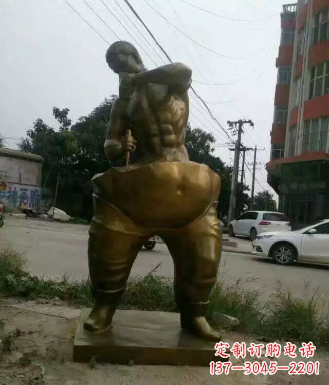 健身房标志玻璃钢仿铜人物雕塑