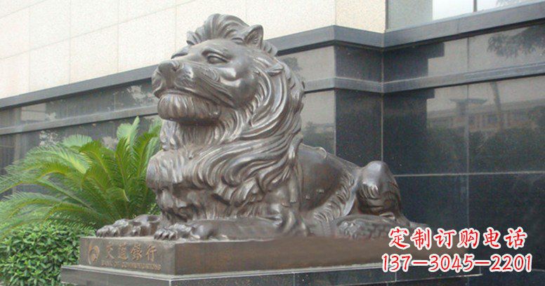 交通银行门口西洋狮子铜雕