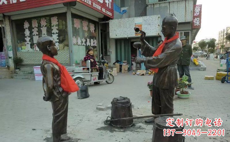 叫卖广场景观铜雕_2