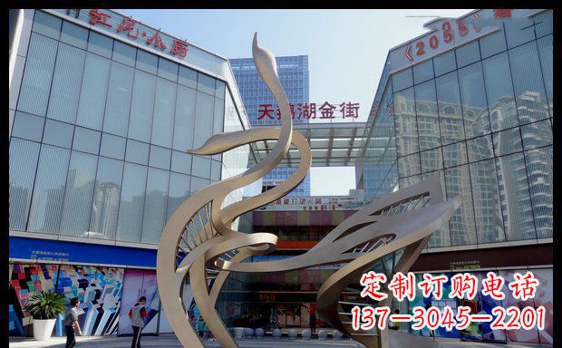 街边不锈钢抽象天鹅雕塑