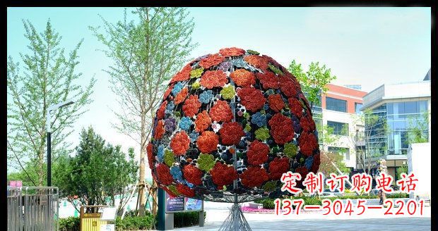 街边不锈钢绣球花景观雕塑 (2)