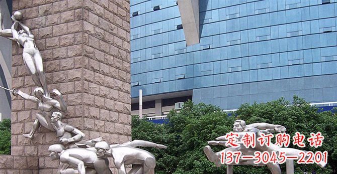街边不锈钢运动员人物雕塑