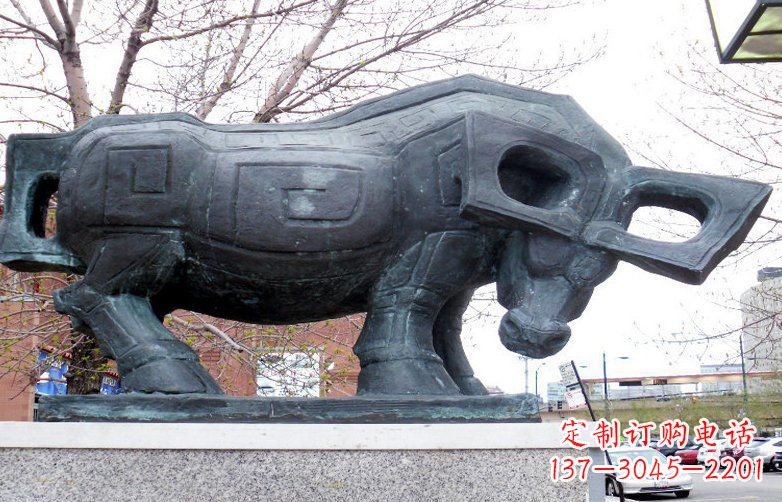 街边抽象牛景观铜雕