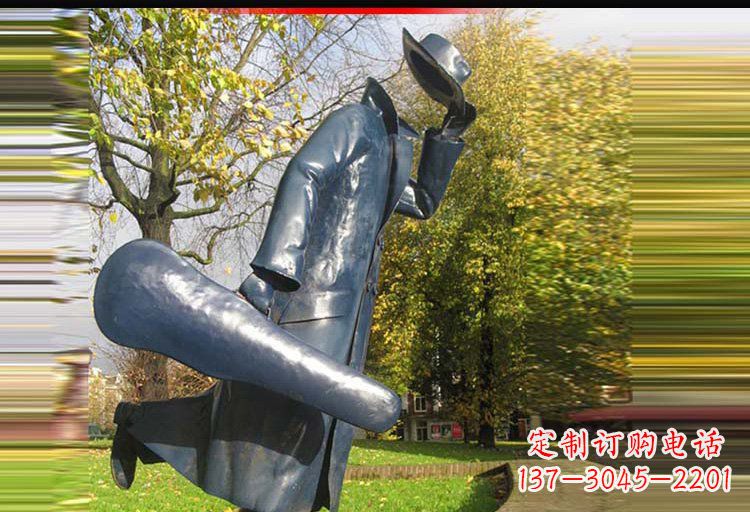 街边抽象行走的人物铜雕