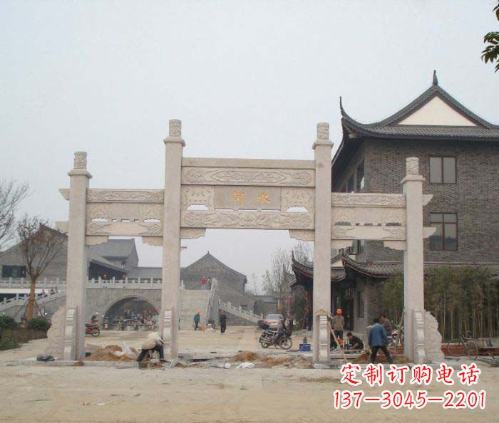 街道三门牌楼石雕 (2)