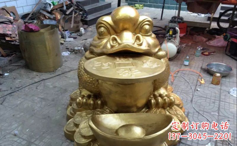 金蟾招财动物铜雕 (2)