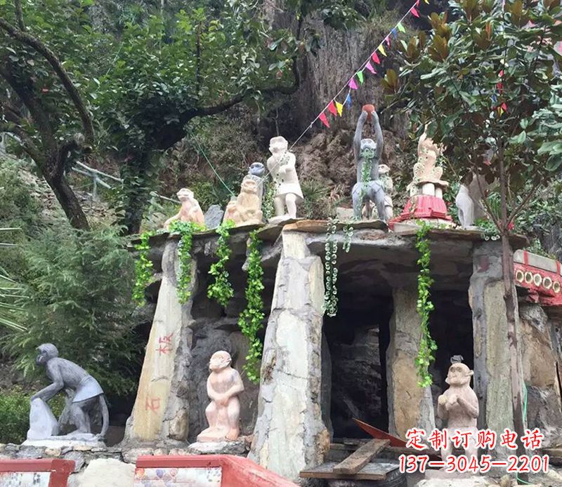 景区动物猴子石雕
