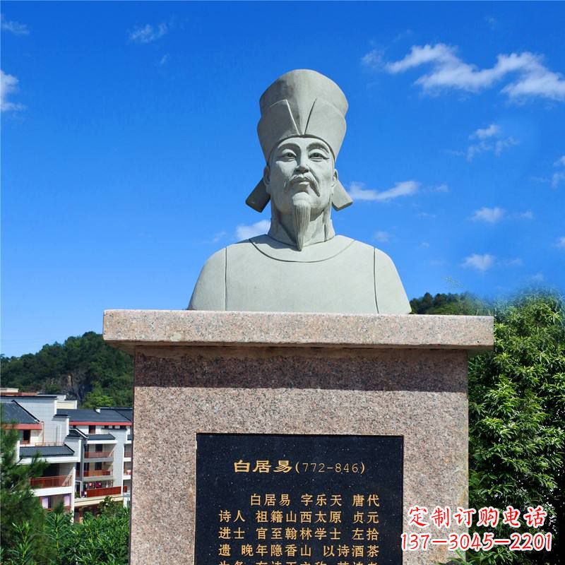 景区公园历史名人唐代现实主义诗人白居易石雕头像