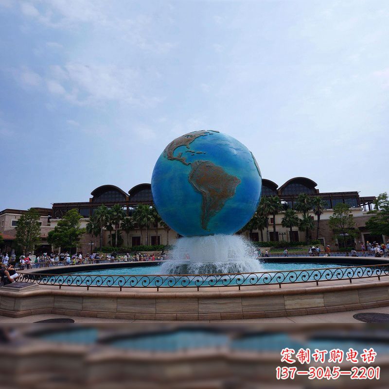 景区广场不锈钢地球仪水景喷泉景观雕塑