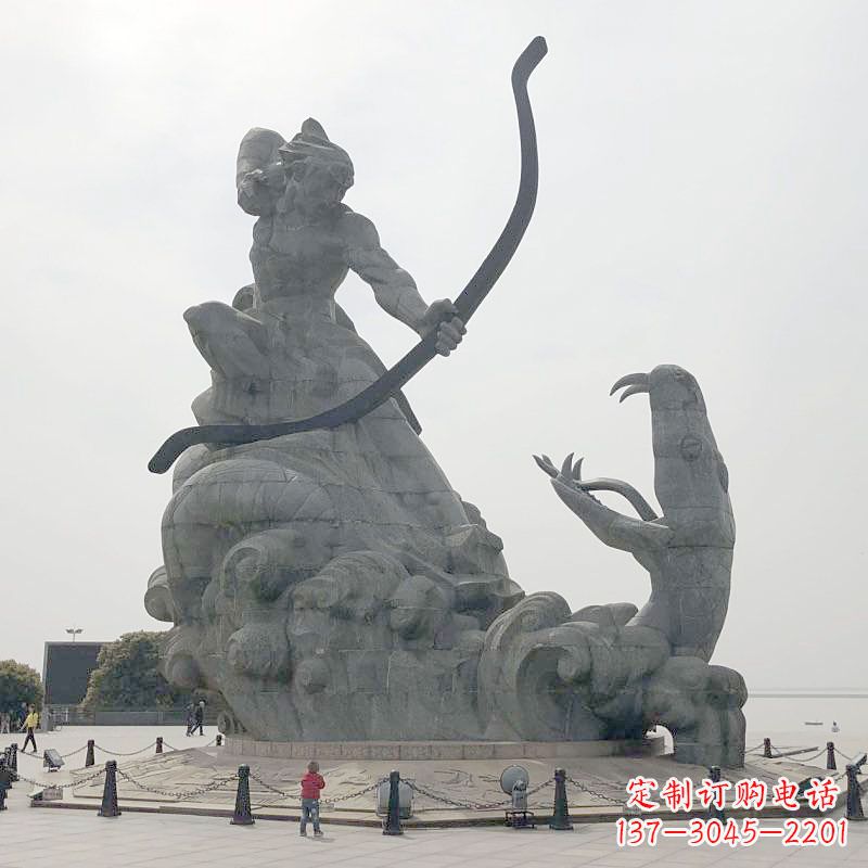 景区广场大型后日石雕-中国神话传说人物景观雕塑