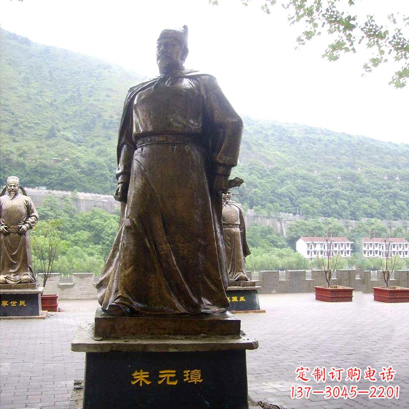 景区广场古代帝王明太祖朱元璋铜雕塑像