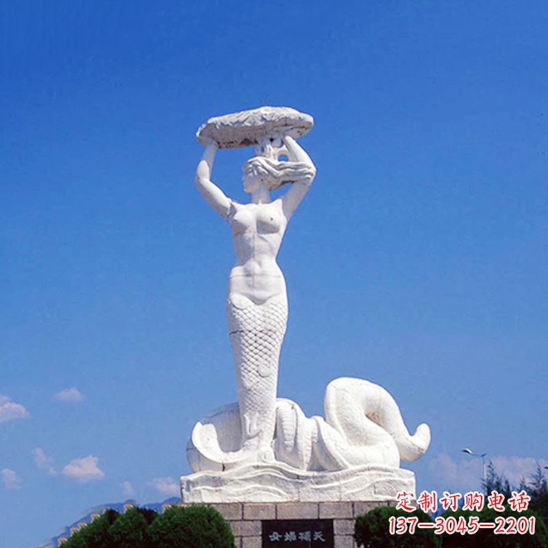 景区景点大型神话人物汉白玉女娲补天雕塑