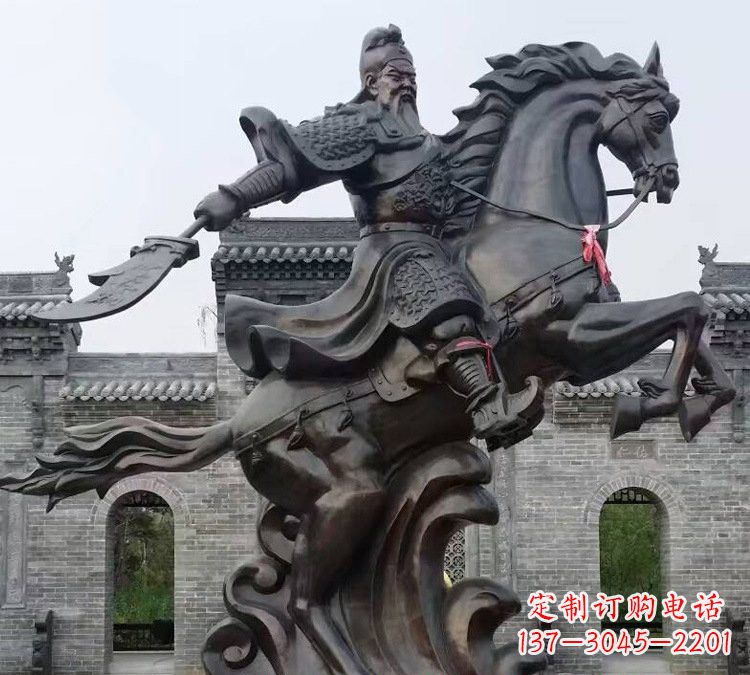 景区景点铸铜大型骑马关公 景区景点铸铜大型骑马关公