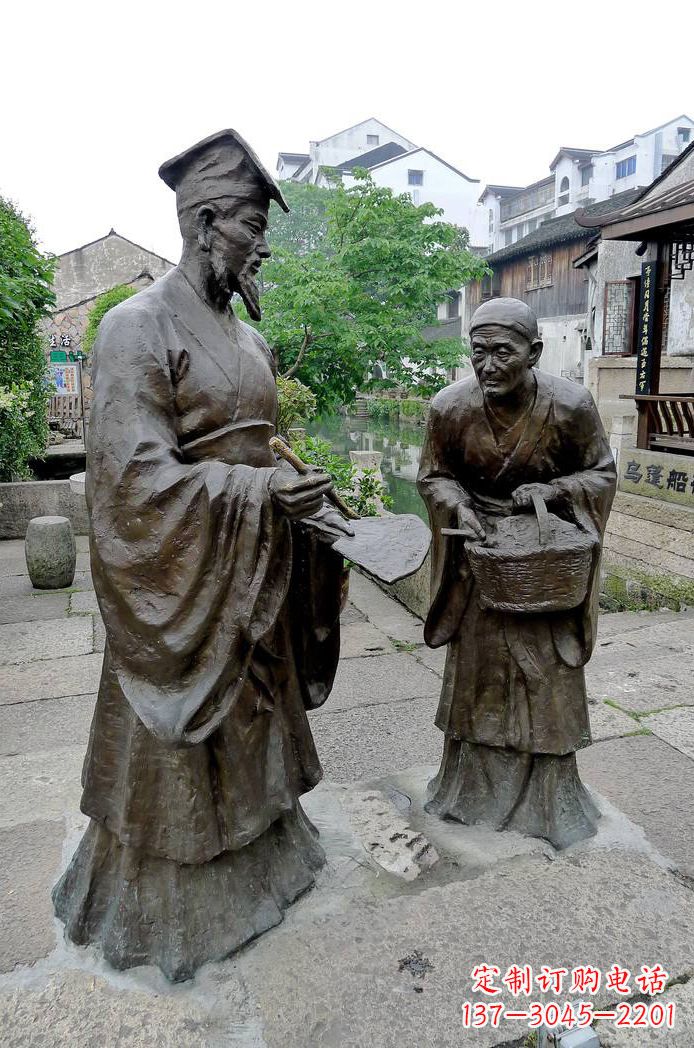 景区历史文化人物书圣王羲之情景小品雕塑