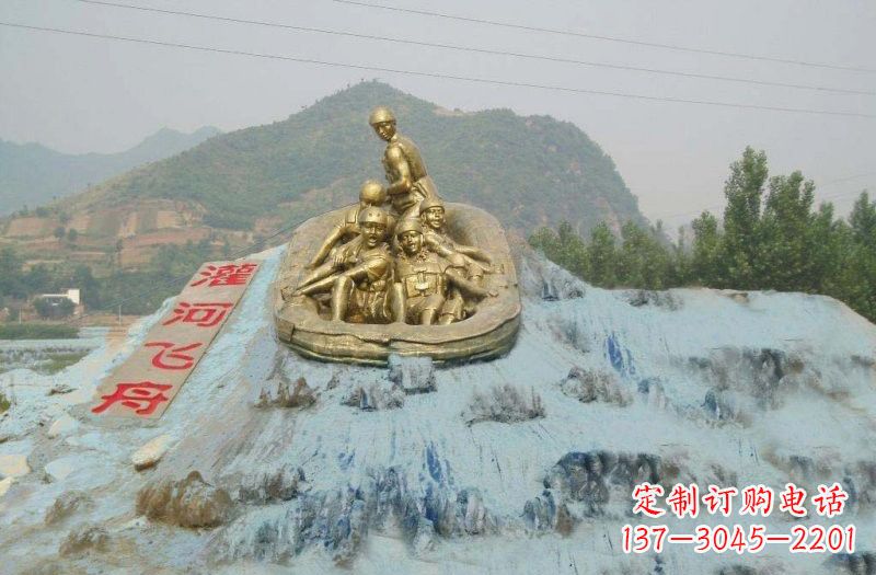 景区漂流人物铜雕