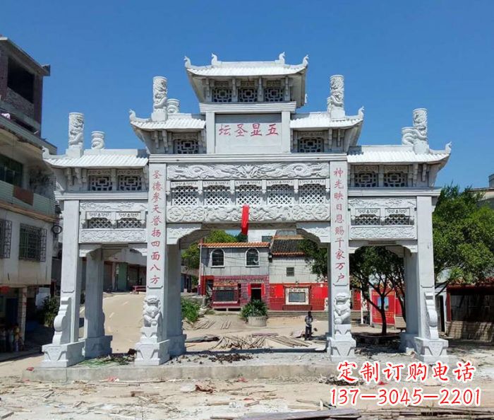 景区三门牌坊石雕_2 (2)