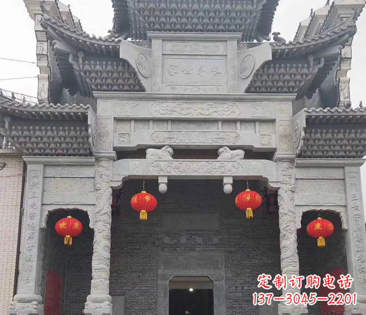 景区三门牌坊石雕_2 (3)