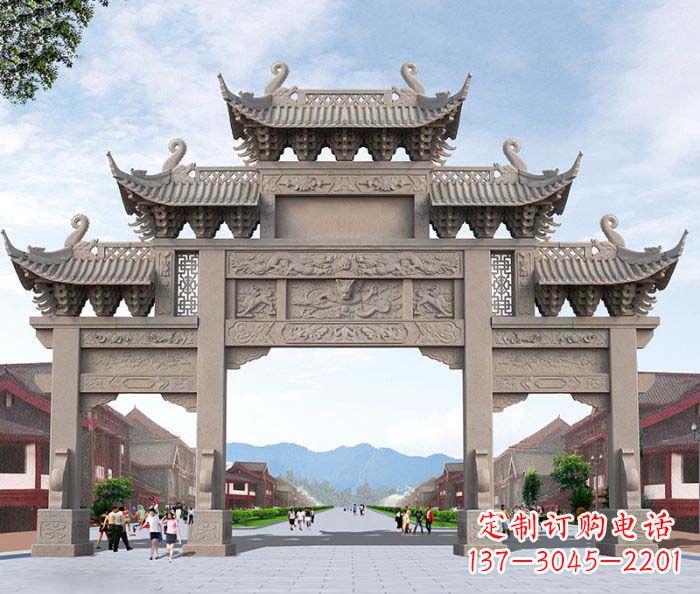 景区三门石雕牌楼 (3)