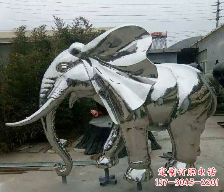 镜面不锈钢大象雕塑 (2)