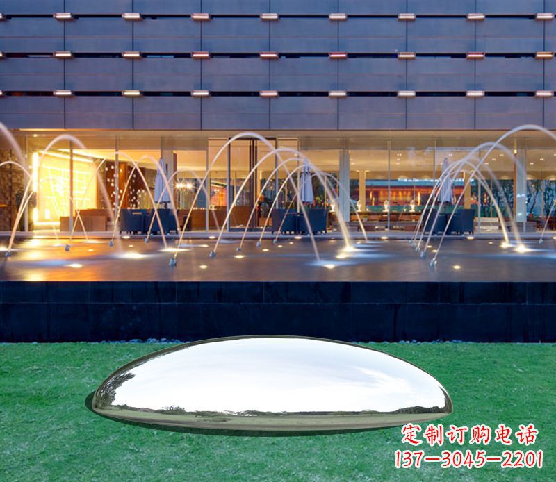 镜面不锈钢鹅卵石雕塑