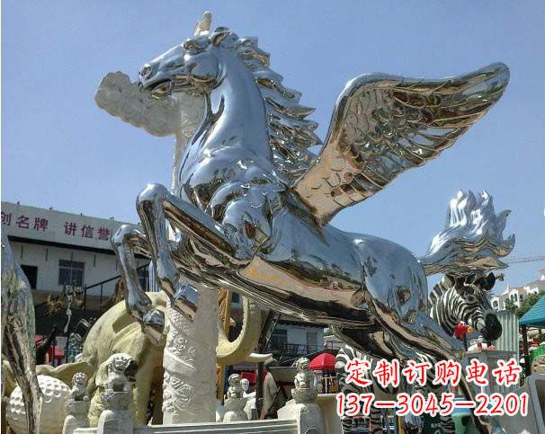镜面不锈钢飞马雕塑