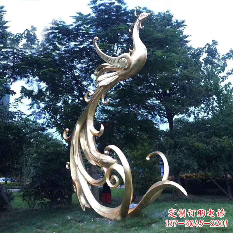 镜面不锈钢凤凰雕塑