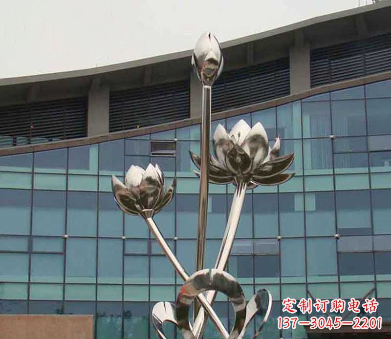 镜面不锈钢荷花景观雕塑