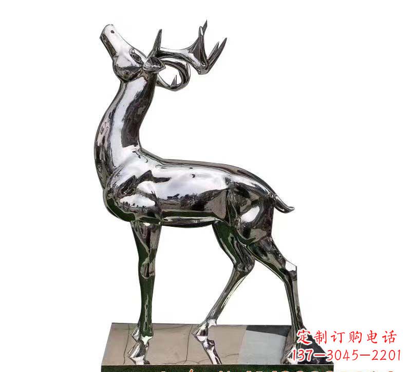 镜面不锈钢鹿雕塑 (2)