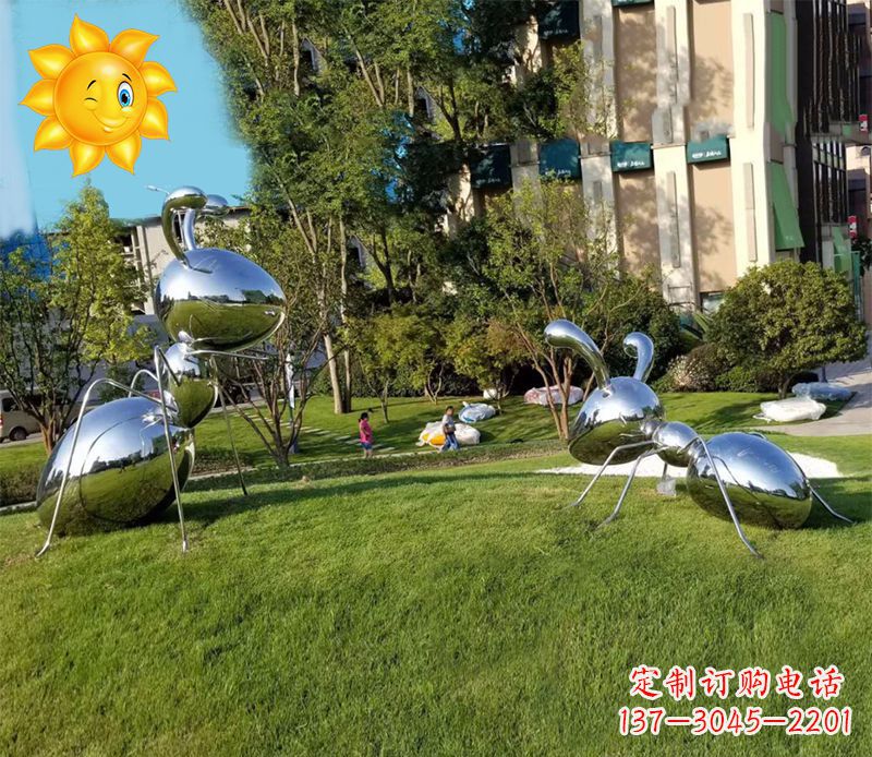 镜面不锈钢蚂蚁雕塑