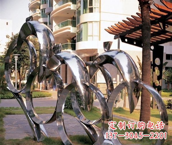 镜面不锈钢骑自行车人物雕塑